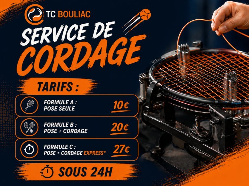 Service de cordage du TC Bouliac et ses tarifs